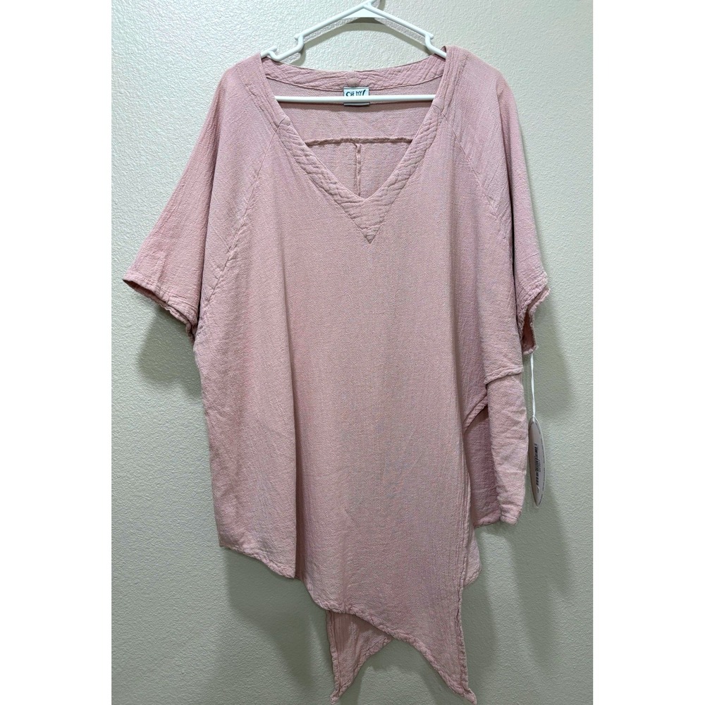 Oh My Gauze! Luna Top Womens One Size Pink Blouse Flowy Lagenlook Cotton NWT